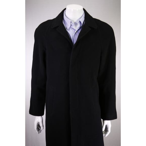 Austin Reed Black Wool Cashmere Full Length Overcoat Coat 38R - Picture 2 of 9
